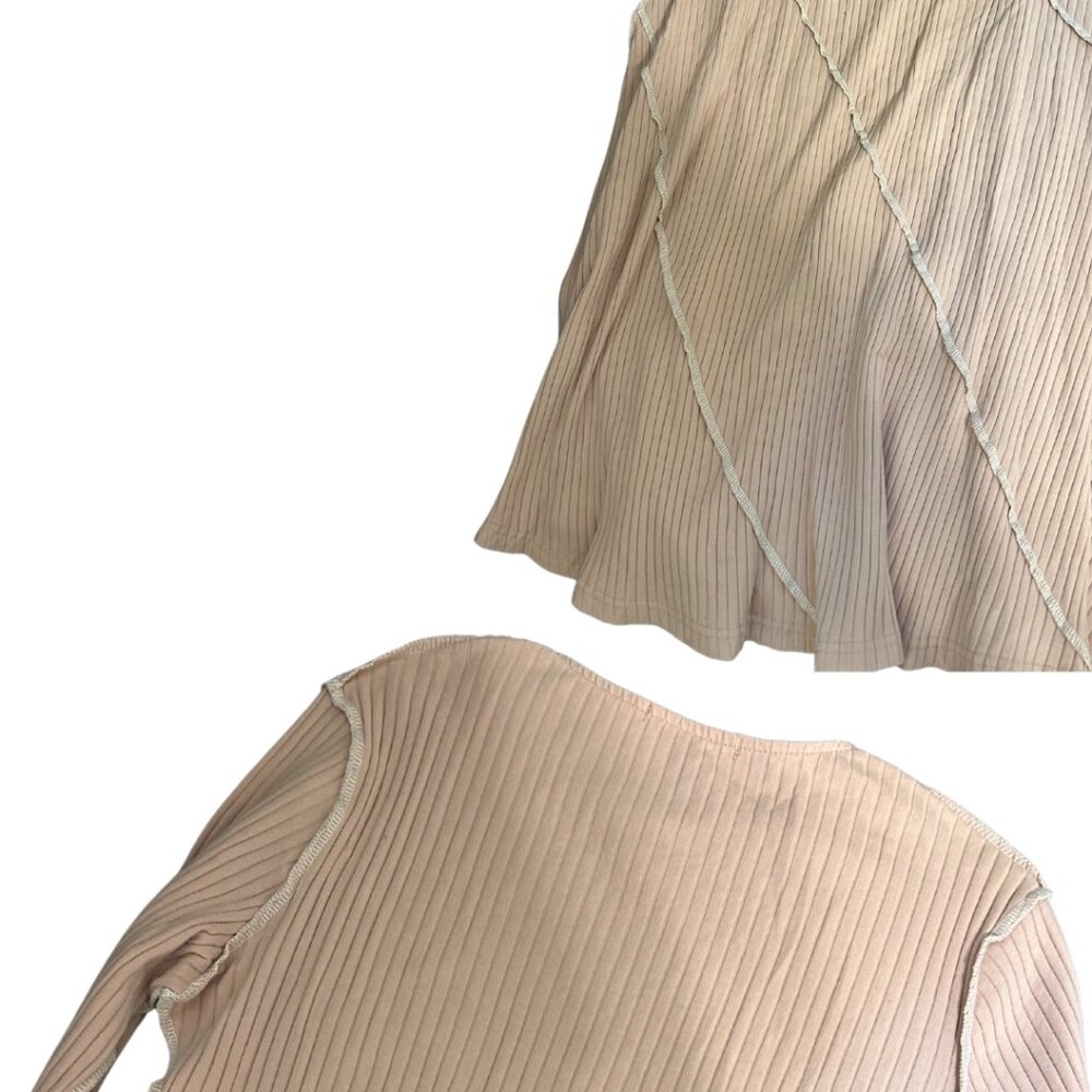 Pink and White Inside Out seam shirt and midi skirt set